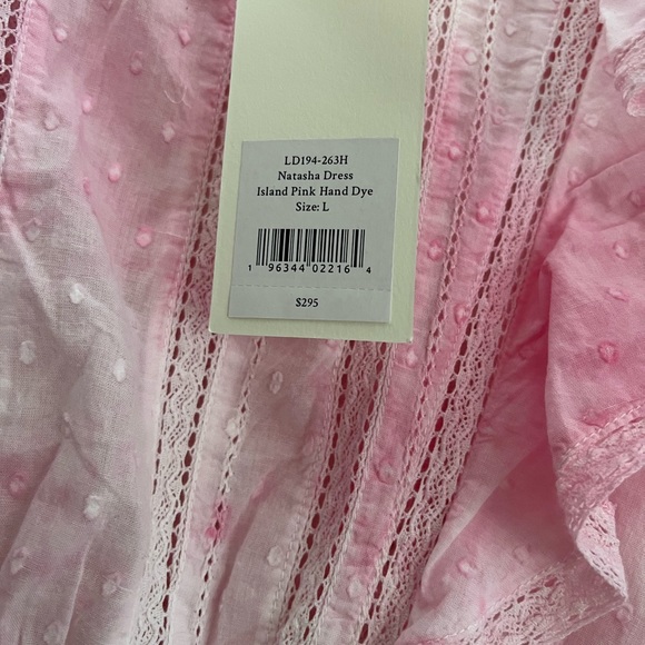 NWT LoveShackFancy Natasha Dress in Island Pink Hand Dye - Picture 3 of 3